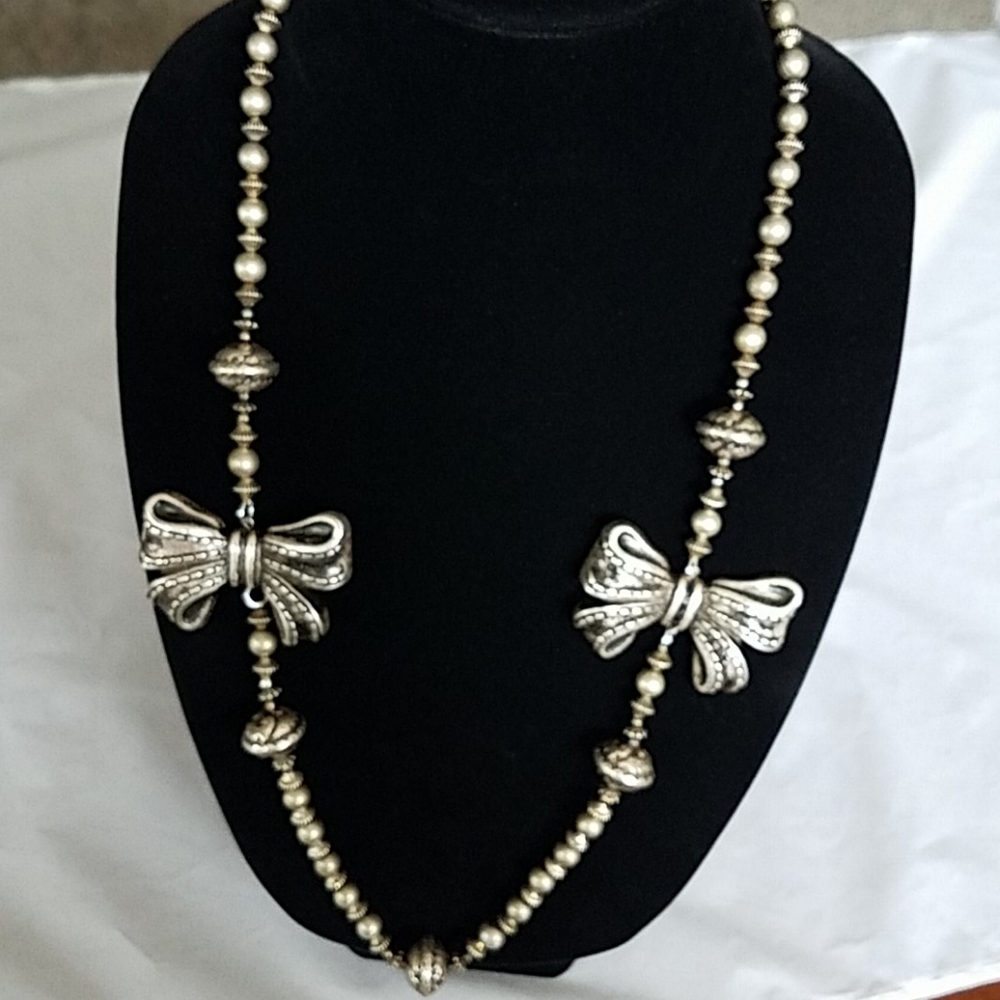 Southwest Bows Statement Silver Tone Necklace